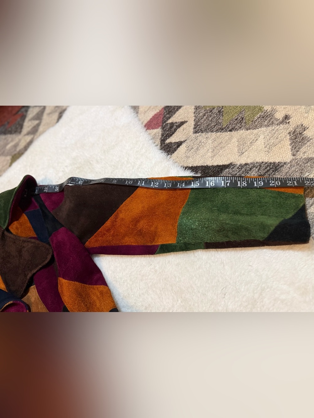 Vintage 70s Suede Patchwork Coat, Beautiful Condition - Picture 8 of 16